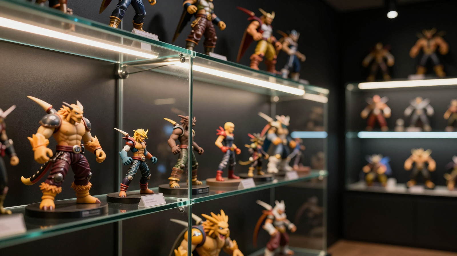 Collectible figure display shelf lighting